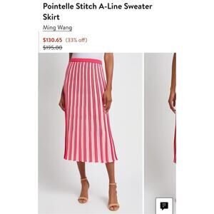 Women Ming Wang Pointelle Vibrant Fuschia Sweater Skirt, Size 8 List $195 NWT